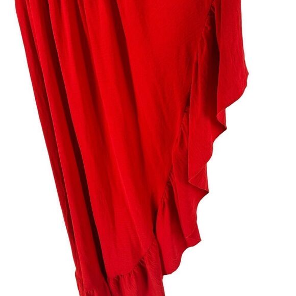 Red One Shoulder Ruffle Dress Size M Zesica High Low Date Night Valentines Sexy - Picture 4 of 7